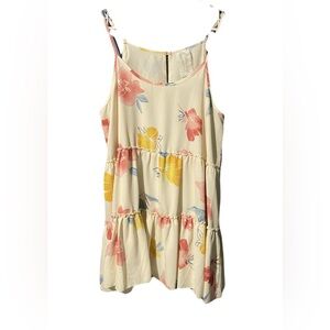 Floral Sleeveless Top - Cream with Multicolor Accents